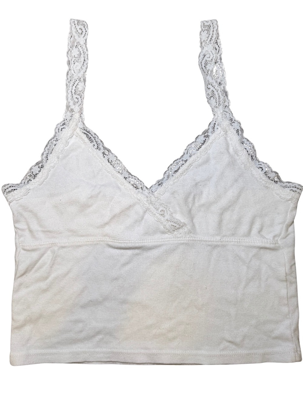 Brandy Melville White Lace-Trim Tank Cami